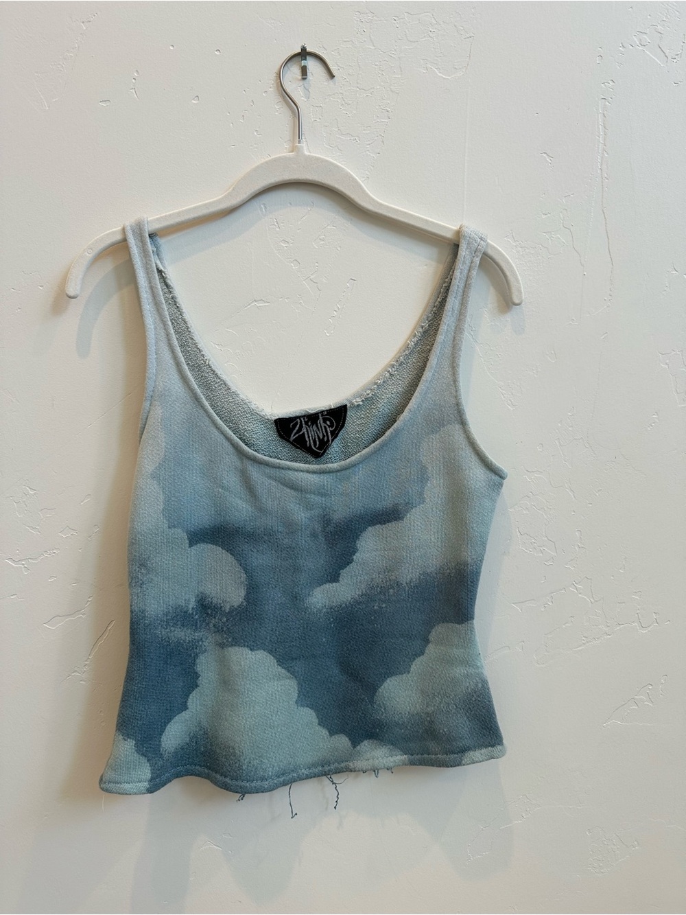 Cloud Graphic Scoop Tank Top - Blue/White - Picture 2 of 4